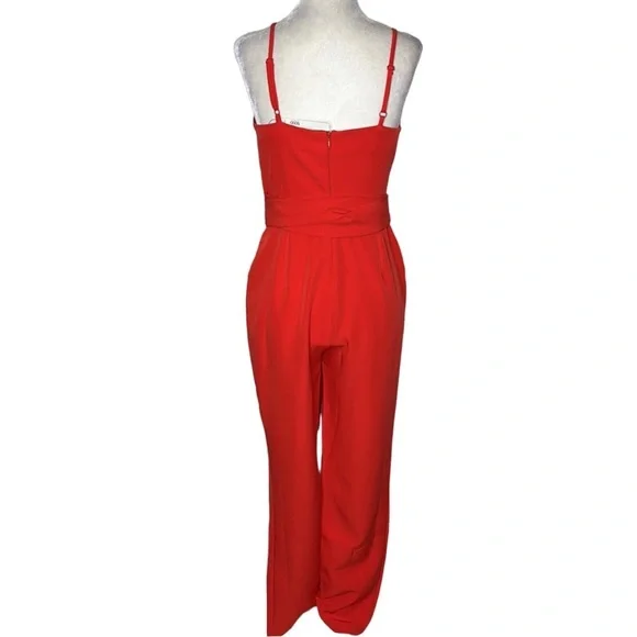 ASOS DESIGN | Twist Front Strappy Culotte Jumpsuit in Red - Picture 7 of 15